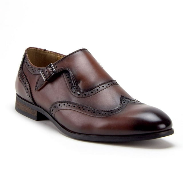 Men's C-360 Single Monk-Strap Wing Tip Dress Loafer Shoes, Brown, 13