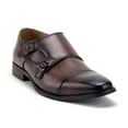 thumbnail image 1 of Men's C-380 Distressed Double Monk Strap Casual Loafers Dress Shoes, Dark Brown, 11, 1 of 3