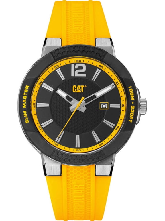 Men's CAT Caterpillar Shock Slim Master Rubber Strap 43mm Watch SH14127131