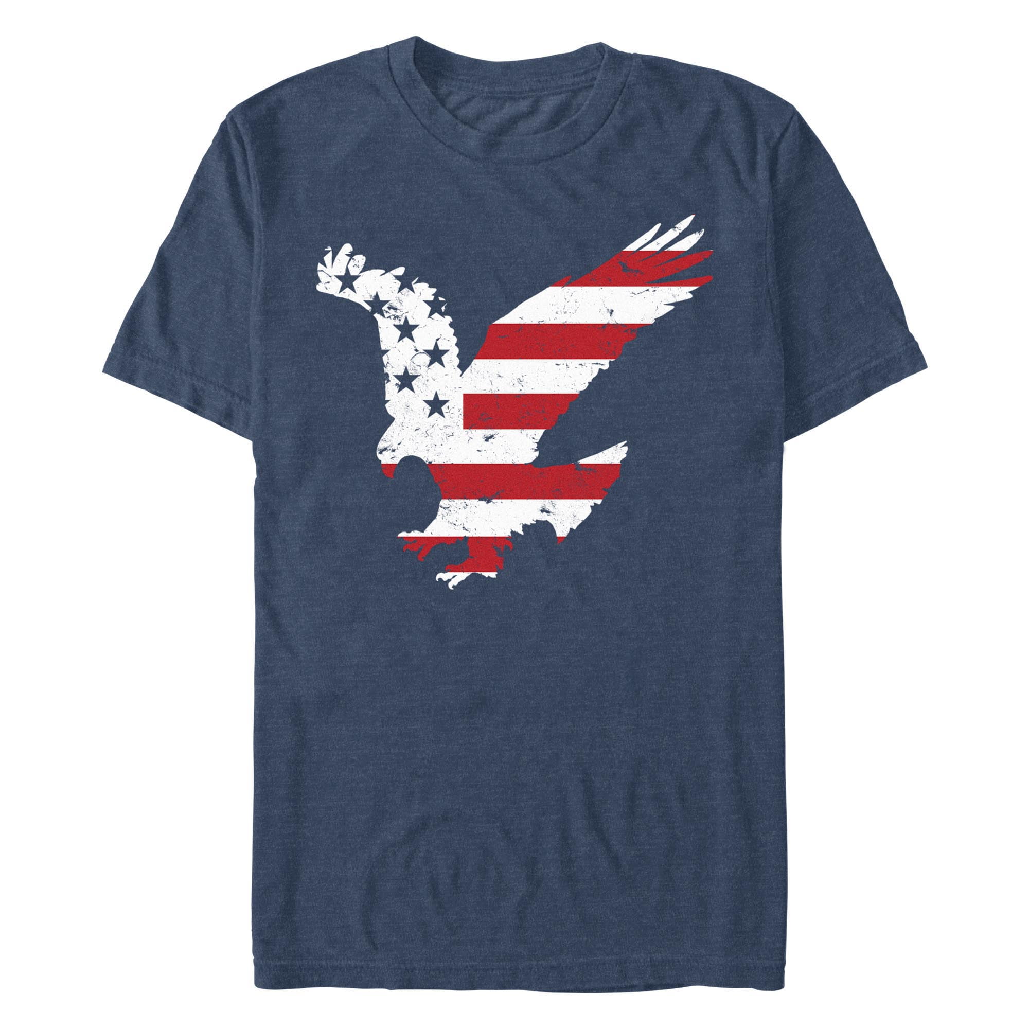 Small Navy Blue Heather Cotton Blend Americana Graphic T-Shirt