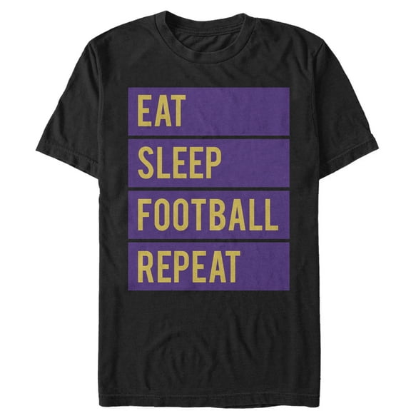 Men's CHIN UP Eat Sleep Football Repeat  Graphic Tee Black Small