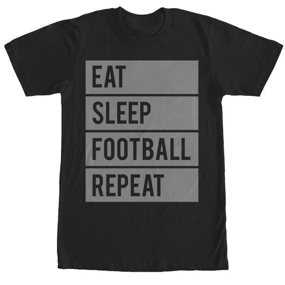 Men's CHIN UP Eat Sleep Football Repeat  Graphic Tee Black Small