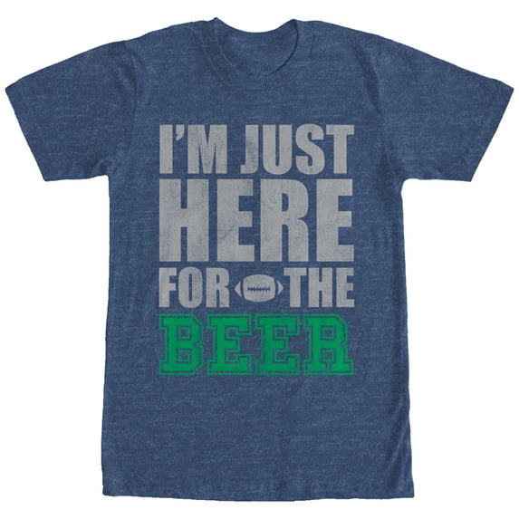 Men's CHIN UP Football Here for the Beer Graphic Tee Navy Blue Heather 2X Large