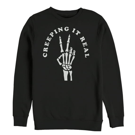 Men's CHIN UP Halloween Creepin' Real Skeleton Sweatshirt Black X Large