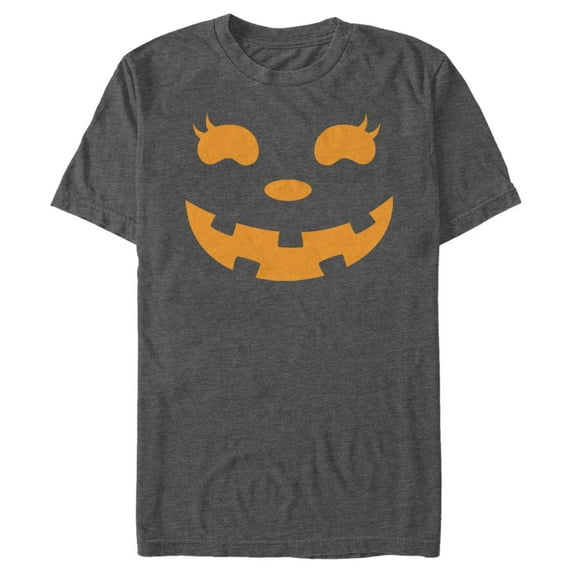 Men's CHIN UP Halloween Jack o' Lantern Face Graphic Tee Charcoal Heather X Large