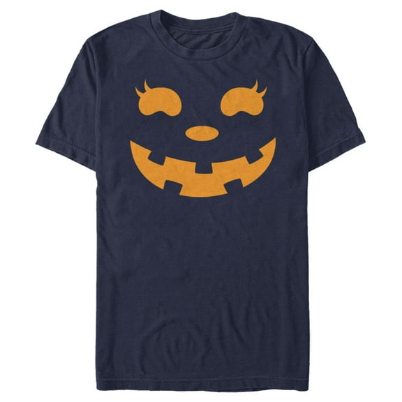 Men's CHIN UP Halloween Jack o' Lantern Face Graphic Tee Navy Blue Medium