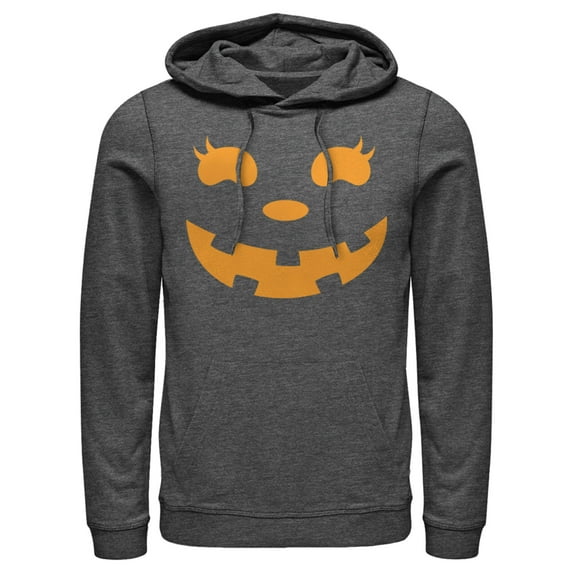 Men's CHIN UP Halloween Jack o' Lantern Face Pull Over Hoodie Charcoal Heather 3X Large