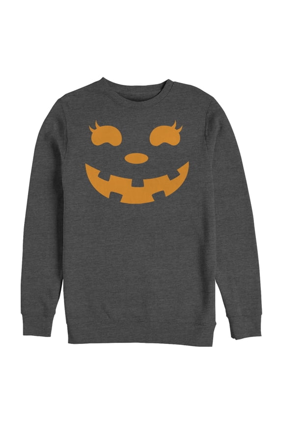 Men's CHIN UP Halloween Jack o' Lantern Face Sweatshirt Charcoal Heather Small