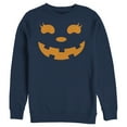 thumbnail image 1 of Men's CHIN UP Halloween Jack o' Lantern Face Sweatshirt Navy Blue Medium, 1 of 4