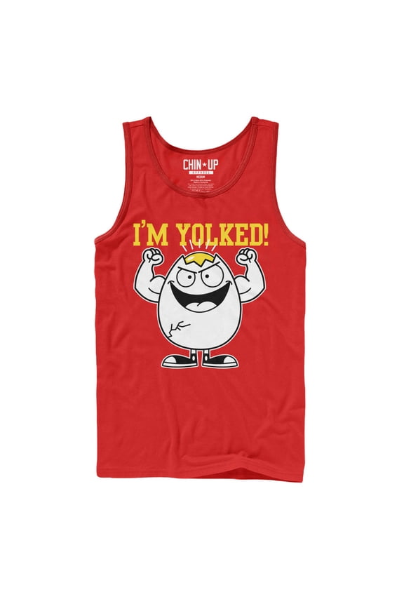 Men's CHIN UP I'm Yolked Tank Top Red Large