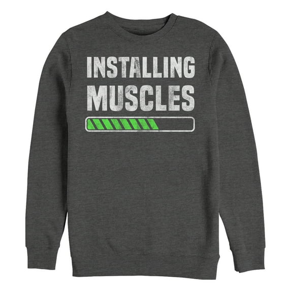 Men's CHIN UP Installing Muscles Sweatshirt Charcoal Heather Large