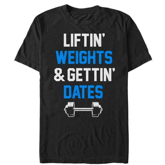 Men's CHIN UP Lifting Weights Getting Dates Graphic Tee Black X Large