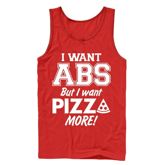 Men's CHIN UP Pizza Abs  Tank Top Red Large