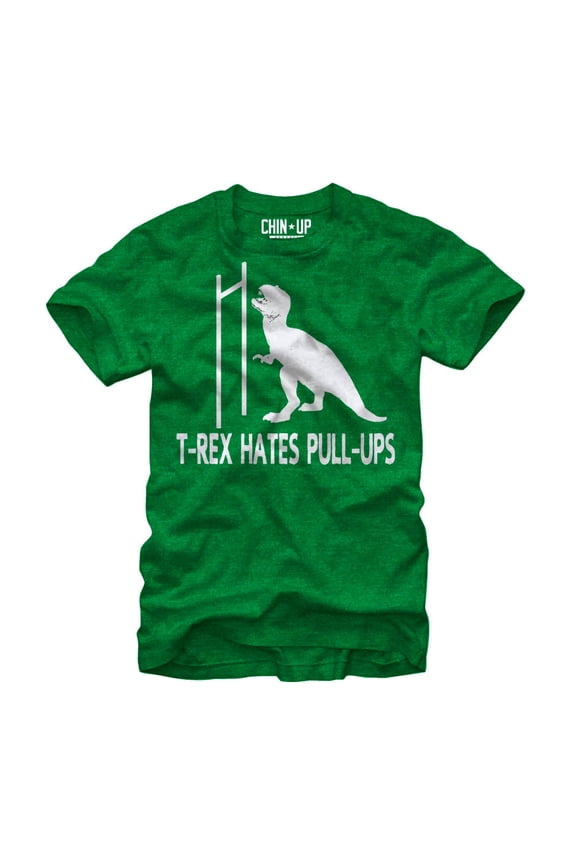 Men's CHIN UP T-Rex Pull-Ups Graphic Tee Kelly Green Heather Medium