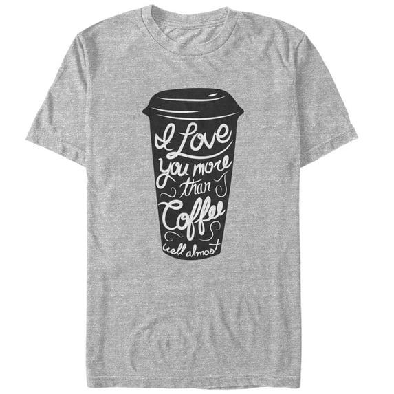 Men's CHIN UP Valentine's Day Love You More Than Coffee Graphic Tee Athletic Heather Small