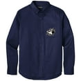 thumbnail image 1 of Men's CRASHING BOWLING PINS Twill Shirt with Pocket, Large Navy Blue, 1 of 2