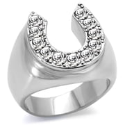 Eternal Sparkles Mens CZ Clear Stone Horseshoe Horse Equestrian Novelty Fashion Statement Ring - Silver