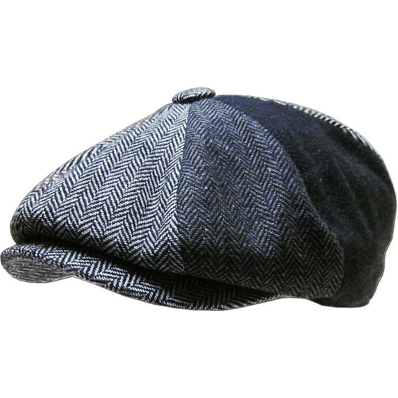 Men's Cabbie Newsboy and Ascot Plaid Patch Wool Blend Button Ivy Hat