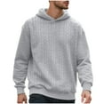 thumbnail image 1 of Men's Cable Knit Hoodies Casual Long Sleeve Sweatshirts Fashion Basic Tops Solid Color Hooded Winter Sweater Shirt (M, Gray), 1 of 5