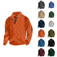 thumbnail image 1 of Men's Cable Knit Pullover Sweater Casual Long Sleeve Stand Collar Button Knitted Sweaters, 1 of 4