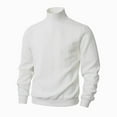 thumbnail image 1 of Men's Cable Knit Shirts Casual Long Sleeve Tee Shirt Fashion Basic Tops Mock Neck Warm Solid Color Tees Sweater (3XL, White), 1 of 6