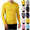 thumbnail image 1 of Men's Cable Knit Sweater Crew Neck Long Sleeve Pullover Top Solid Color Warm Casual Daily Wear Fall Winter, 1 of 1
