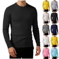 thumbnail image 1 of Men's Cable Knit Sweater Crew Neck Long Sleeve Pullover Top Solid Color Warm Casual Daily Wear Fall Winter, 1 of 6