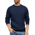 thumbnail image 1 of Men's Cable Knit Sweater Solid Color Long Sleeve Pullover Fall Fashion Outfits Navy 2XL, 1 of 9
