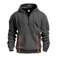 thumbnail image 1 of Men's Cable Knit Hoodies Quarter Zip Pullover Sweatshirts Zipper Casual Drawstring Hood Tops with Pockets (XL, Dark Gray), 1 of 6