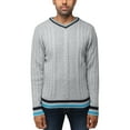 thumbnail image 1 of X RAY JEANS Mens Cable Knit Tipped V-Neck Sweater, Ecru, S, 1 of 6