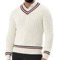thumbnail image 1 of Men's Cable Knit V-Neck Sweater Long Sleeve Classic Fit Casual Pullover Top, 1 of 4