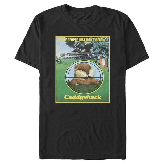 Men's Caddyshack Gopher Don't Belong Quote  Graphic Tee Black Small