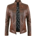 thumbnail image 1 of Men's Cafe Racer Brown Real Leather Jacket, 1 of 2