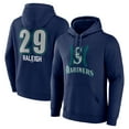 thumbnail image 1 of Men's Cal Raleigh Navy Seattle Mariners Name & Number Fastball Pullover Hoodie, 1 of 3