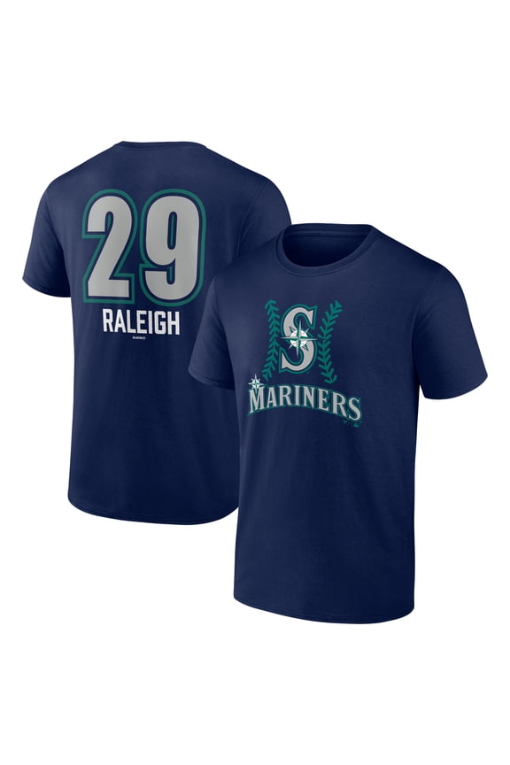 Men's Cal Raleigh Navy Seattle Mariners Name & Number Fastball T-Shirt