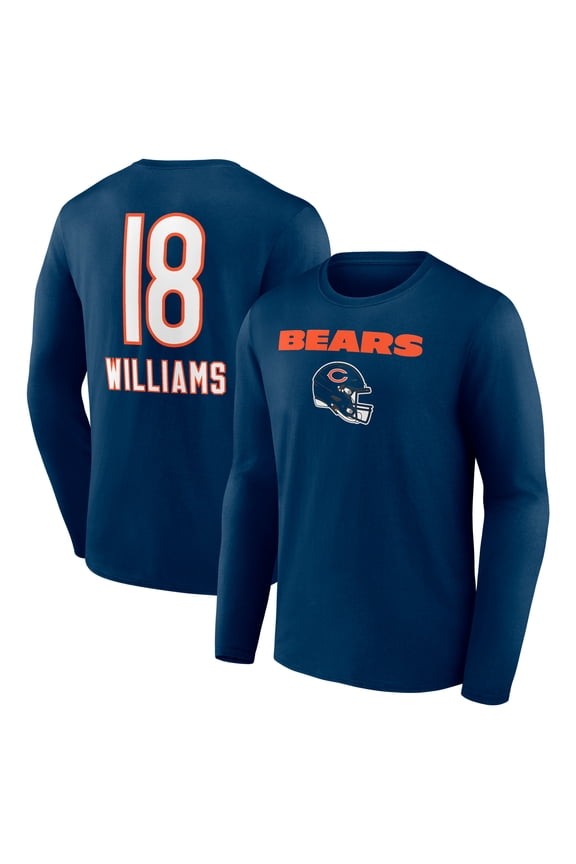 Men's Caleb Williams Navy Chicago Bears Name & Number Team Wordmark Long Sleeve T-Shirt