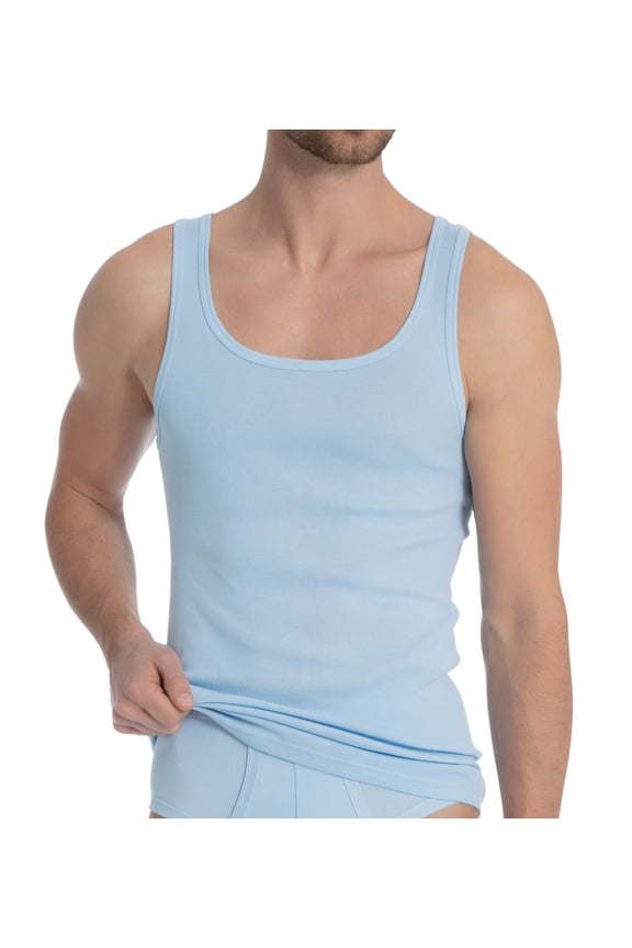 Men's Calida 12010 Twisted Cotton Athletic Shirt (Blue Glacier 2XL)