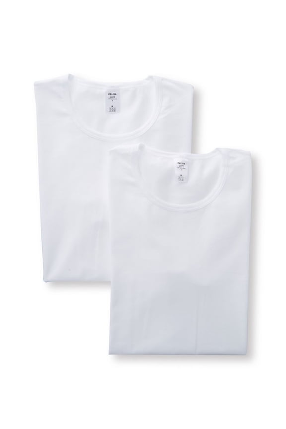 Men's Calida 14141 Natural Benefit Crew Neck T-Shirts - 2 Pack (White 2XL)
