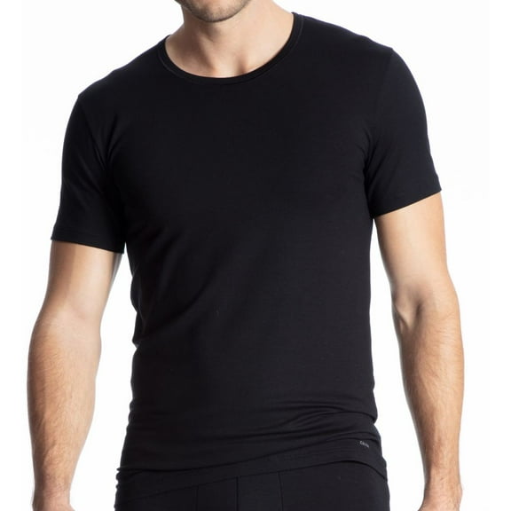 Men's Calida 14290 Cotton Code Crew Neck T-Shirt (Black 2XL)