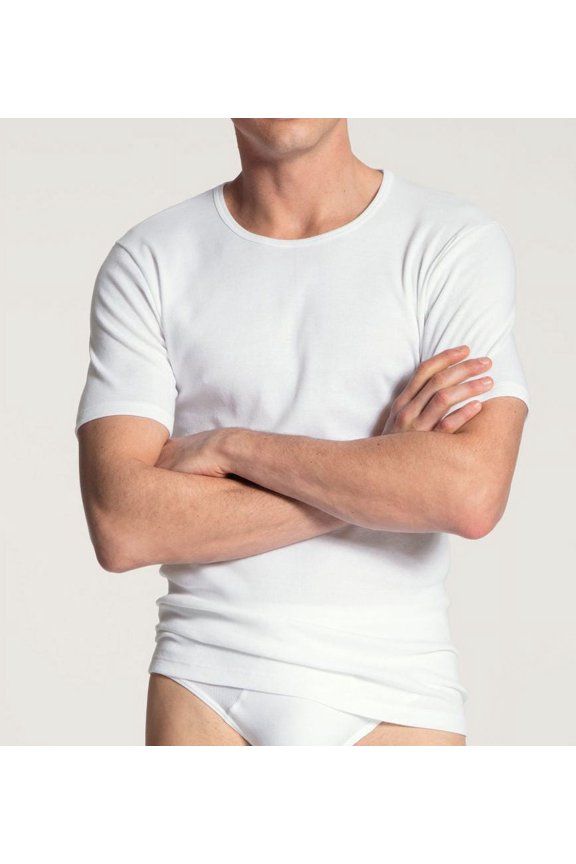 Men's Calida 14310 Cotton Classic Crew Neck T-Shirt (White L)