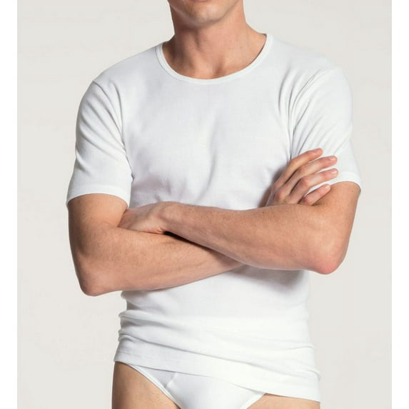 Men's Calida 14310 Cotton Classic Crew Neck T-Shirt (White M)