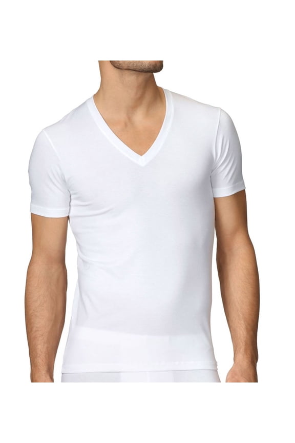Men's Calida 14317 Evolution Pima Cotton V-Neck T-Shirt (White L)