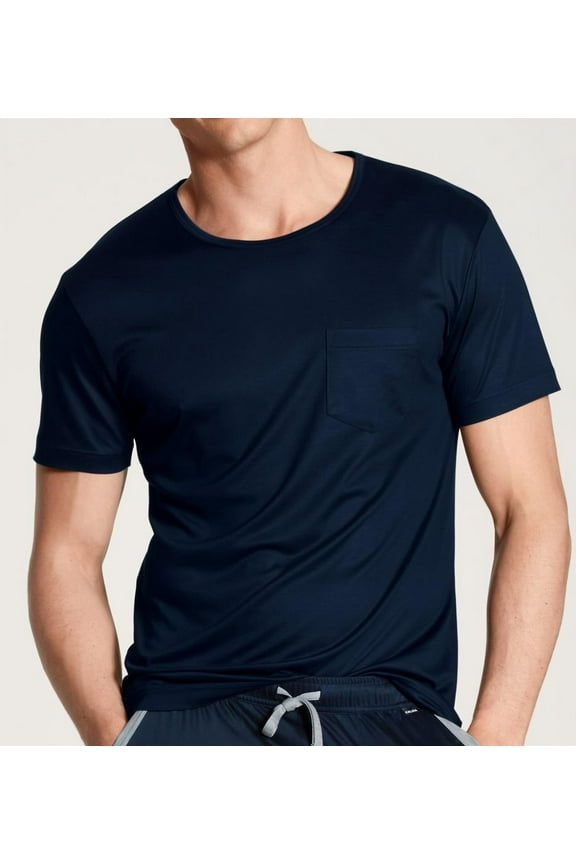 Men's Calida 14561 100% Nature Modern Fit Crew Neck T-Shirt (Sapphire Blue XL)