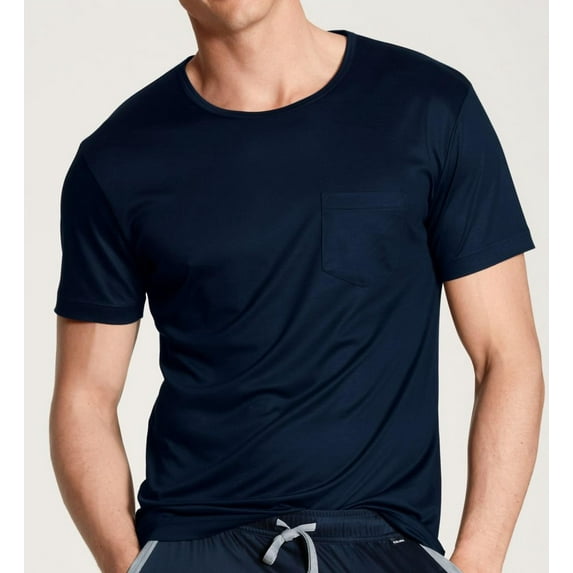 Men's Calida 14561 100% Nature Modern Fit Crew Neck T-Shirt (Sapphire Blue XXL)