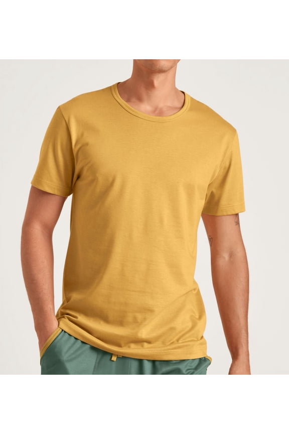 Men's Calida 14567 100% Nature Crew Neck T-Shirt (Sauterne Yellow S)