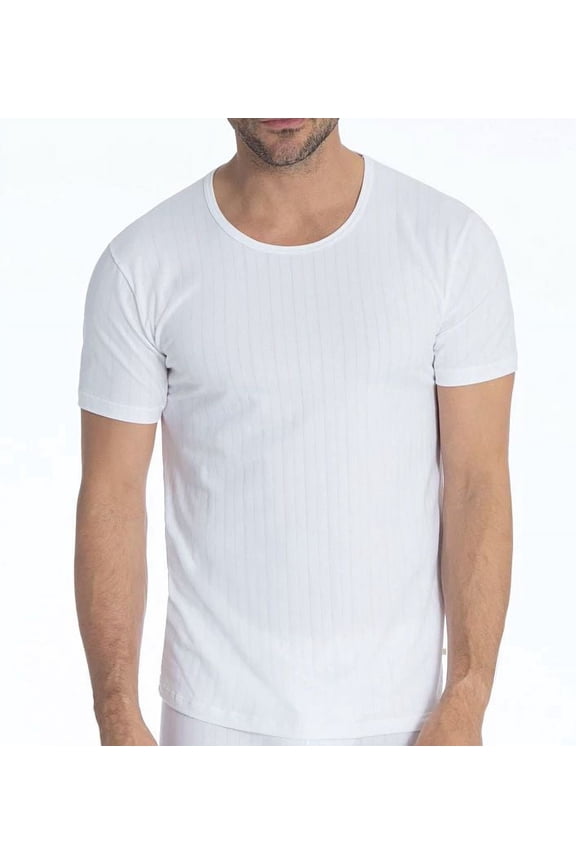 Men's Calida 14886 Pure & Style Quick Dry Pima Cotton Crew T-Shirt (White L)