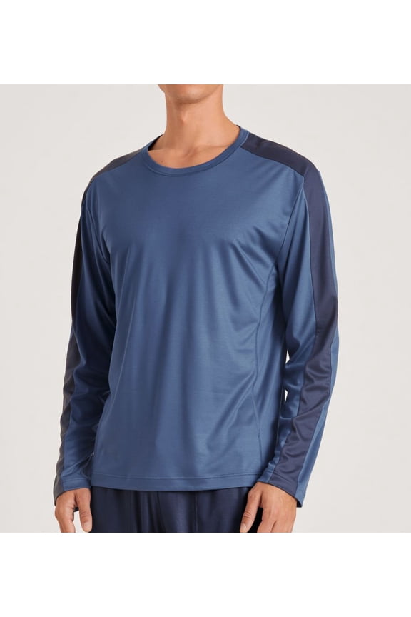 Men's Calida 15782 DSW Cooling Long Sleeve T-Shirt (Vintage Indigo L)