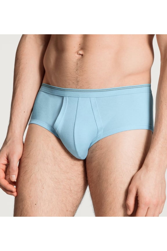 Men's Calida 22010 Twisted Cotton Brief With Fly (Blue Glacier 2XL)