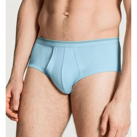 Men's Calida 22010 Twisted Cotton Brief With Fly (Blue Glacier L)