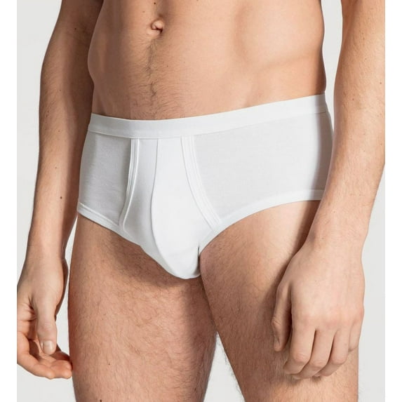 Men's Calida 22010 Twisted Cotton Brief With Fly (White M)